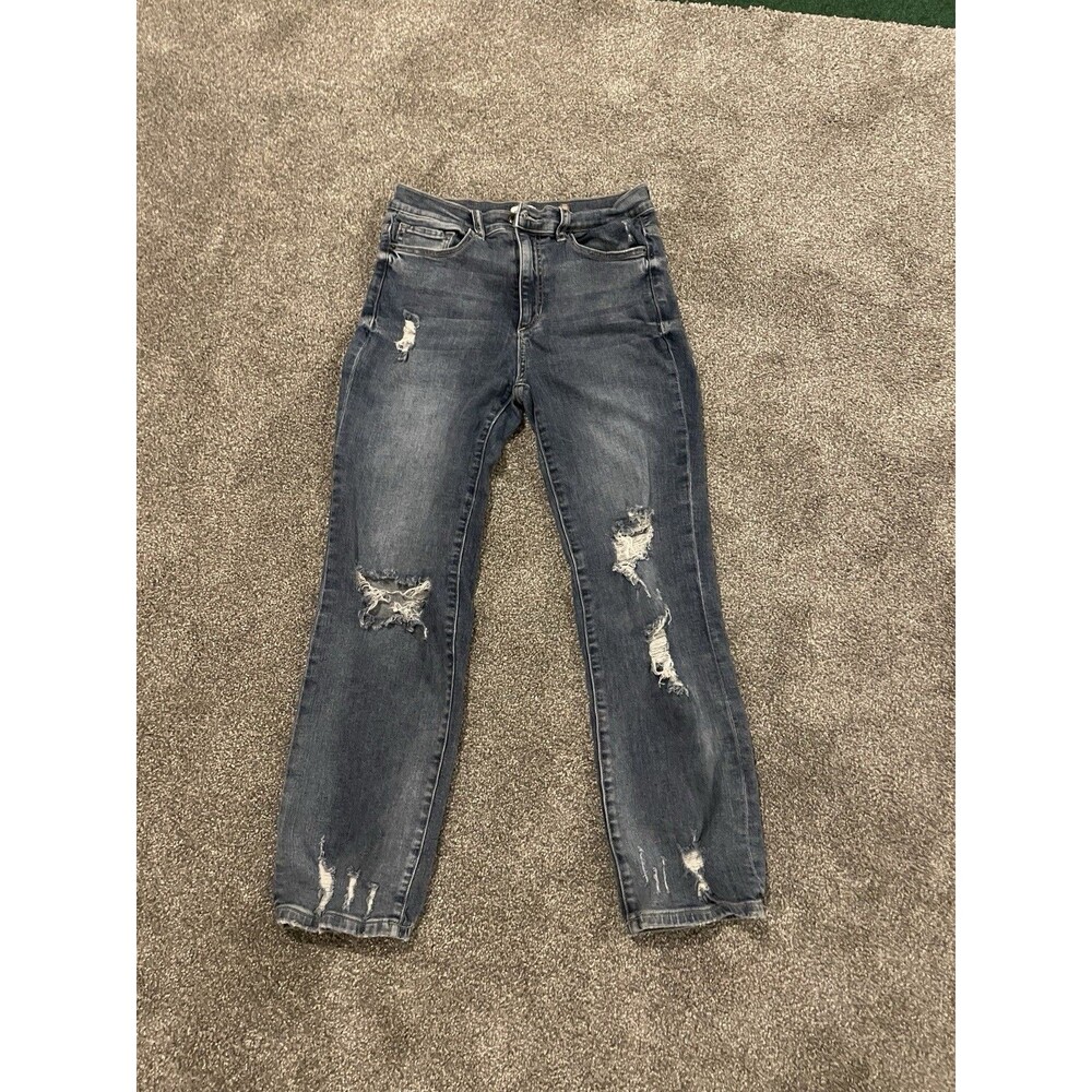 Sneak Peek Jeans Size 7 Blue Dark Wash Distressed High Rise